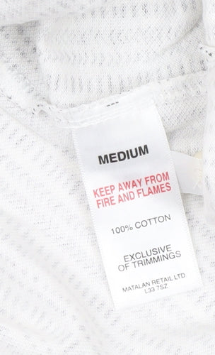 Easy Men's White Striped Button-Up Shirt M