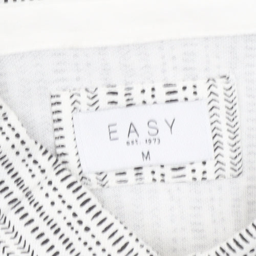 Easy Men's White Striped Button-Up Shirt M