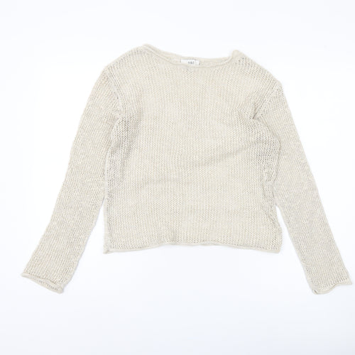 Marks and Spencer Women's Beige Knit Pullover Jumper - S