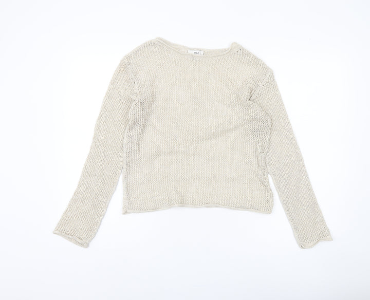 Marks and Spencer Women's Beige Knit Pullover Jumper - S