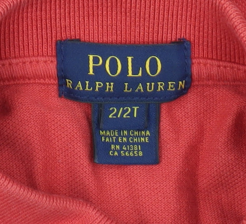 Ralph Lauren Boys Red Long Sleeve Polo Shirt 2 Years
