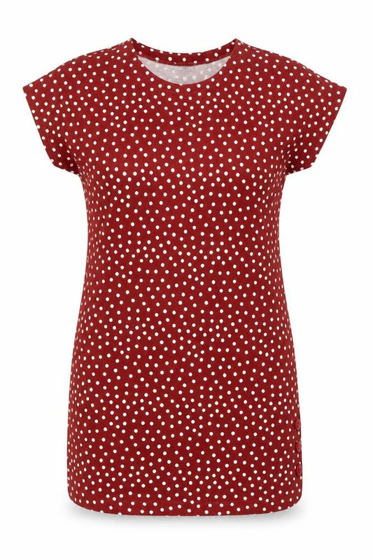 Front view of La Redoute Women's Red Polka Dot T-Shirt Dress