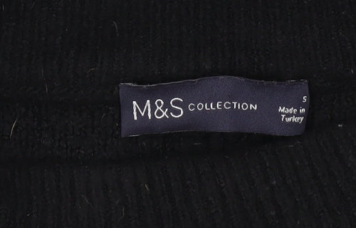 M&S Women's Black Beaded Argyle Jumper, Size S