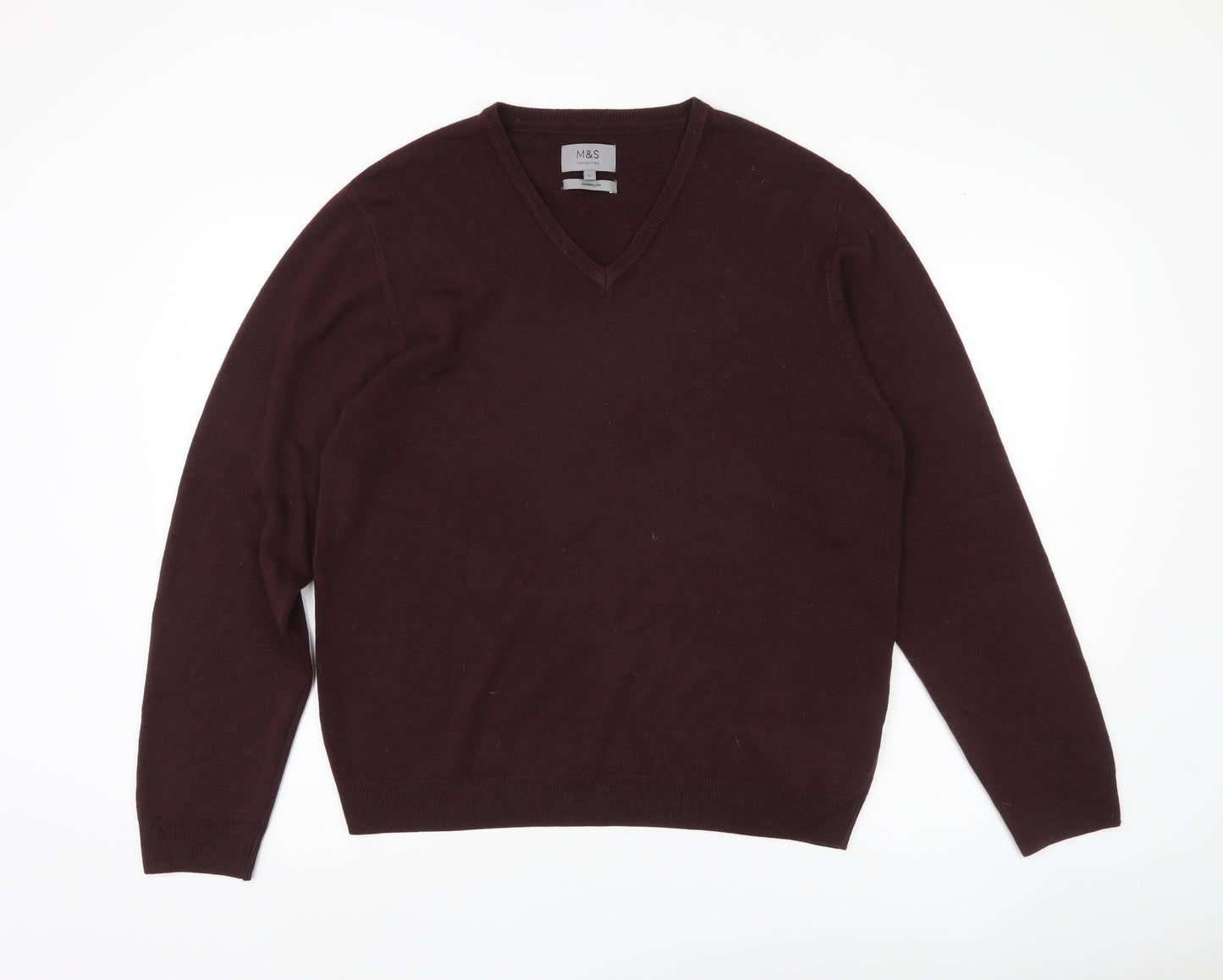 Marks and Spencer Men's Purple Jumper, Size L, V-Neck