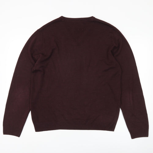 Marks and Spencer Men's Purple Jumper, Size L, V-Neck