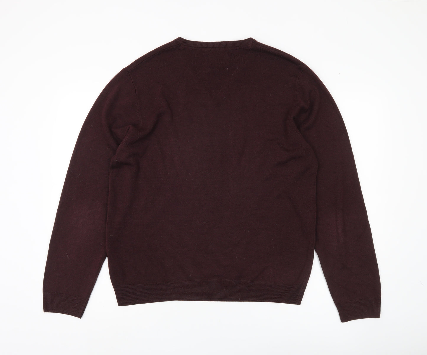 Marks and Spencer Men's Purple Jumper, Size L, V-Neck