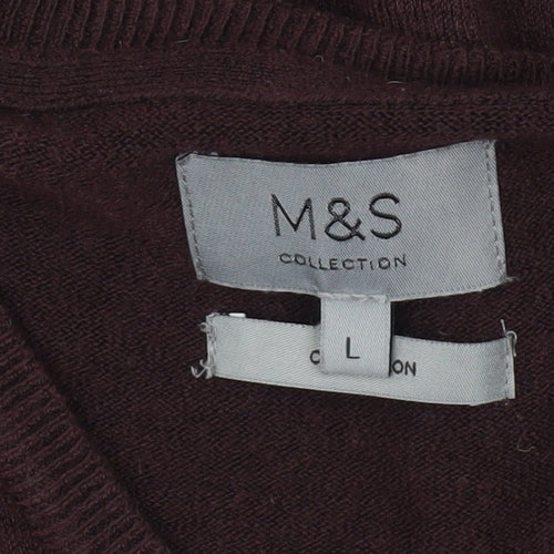 Marks and Spencer Men's Purple Jumper, Size L, V-Neck