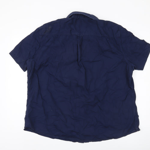 GOODSOULS Men’s 3XL Blue Short Sleeve Casual Shirt