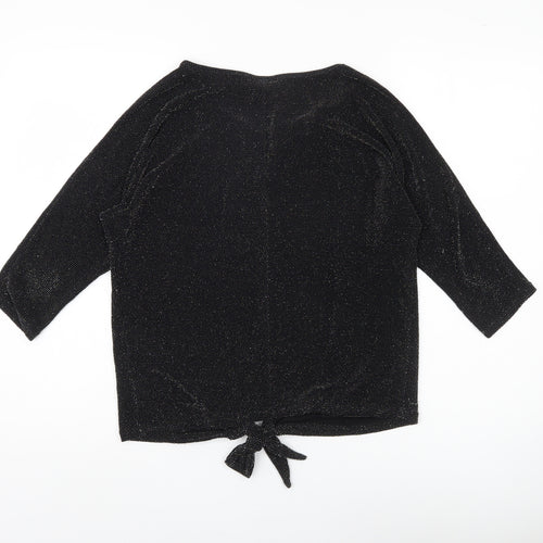 Wallis Women's Black Top, Size S, 3/4 Sleeve