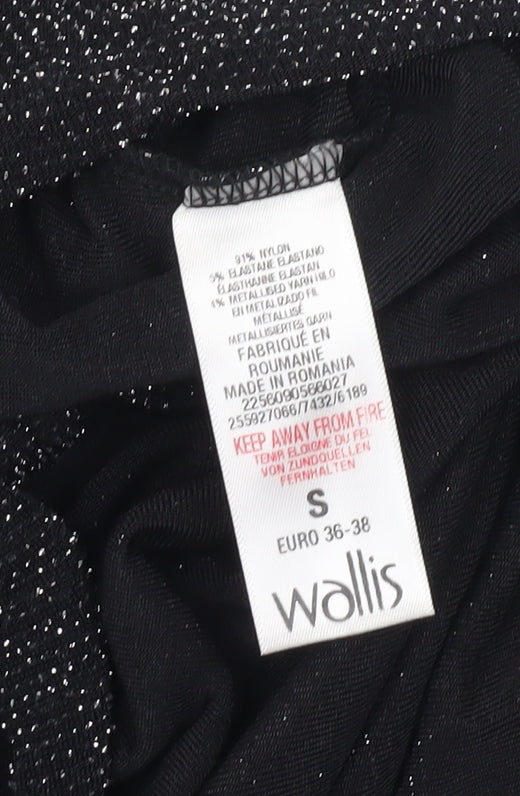 Wallis Women's Black Top, Size S, 3/4 Sleeve