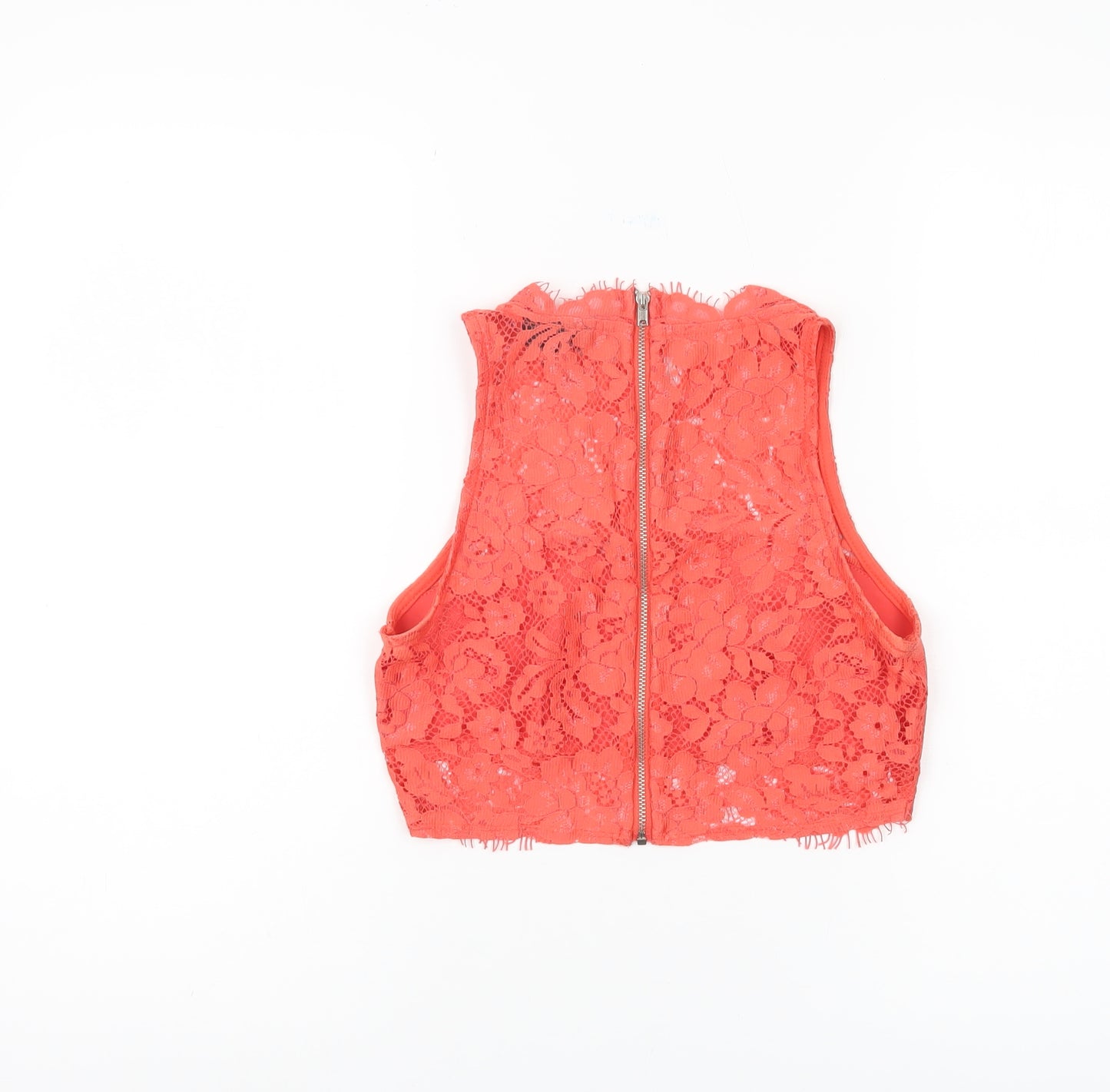 Topshop Women's Red Crop Lace Blouse Size 8
