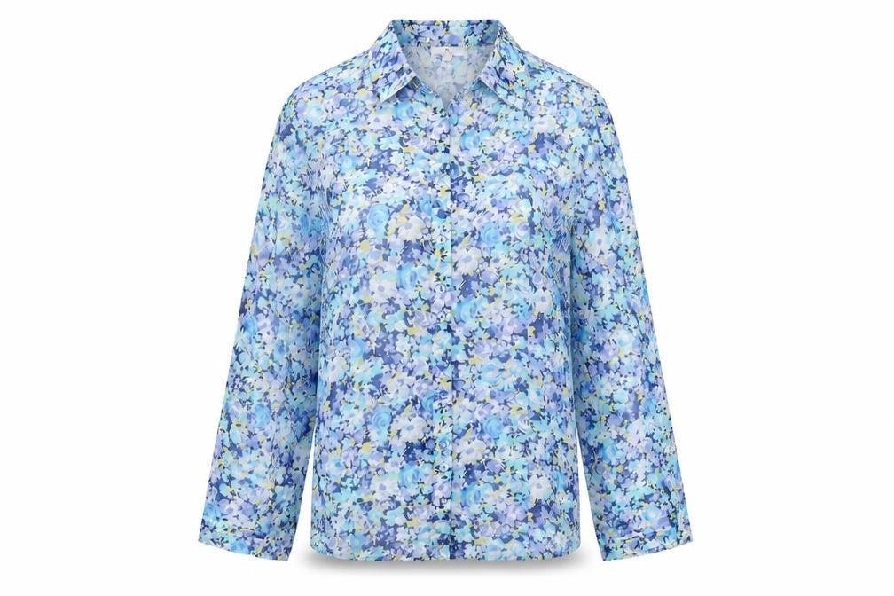 Front view of Country Casuals Women's Multicoloured Floral Button-Up Shirt, size 4