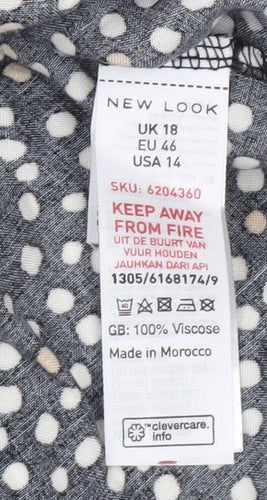 New Look Women's Black Polka Dot Dress Size 18