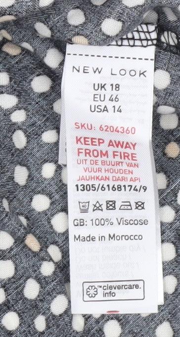 New Look Women's Black Polka Dot Dress Size 18