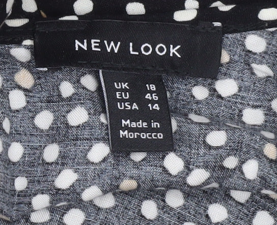 New Look Women's Black Polka Dot Dress Size 18