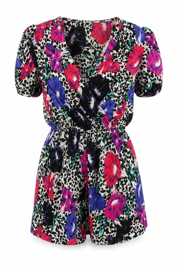 Front view of River Island Women’s Multicoloured Floral Playsuit, size UK 10