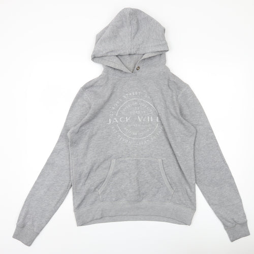 Jack Wills Women's Grey Hoodie UK 12 Logo Casual