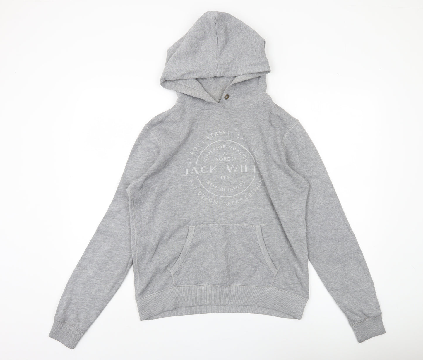 Jack Wills Women's Grey Hoodie UK 12 Logo Casual