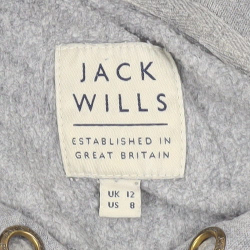Jack Wills Women's Grey Hoodie UK 12 Logo Casual
