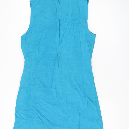 Pop Women's Blue Sleeveless Dress, Polka Dot Collar Size 2