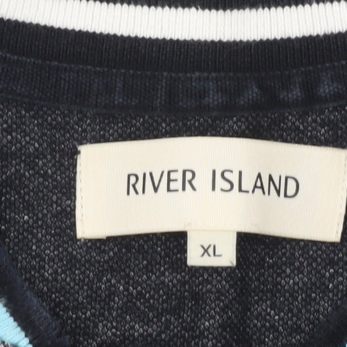 River Island Men's Grey Polo XL