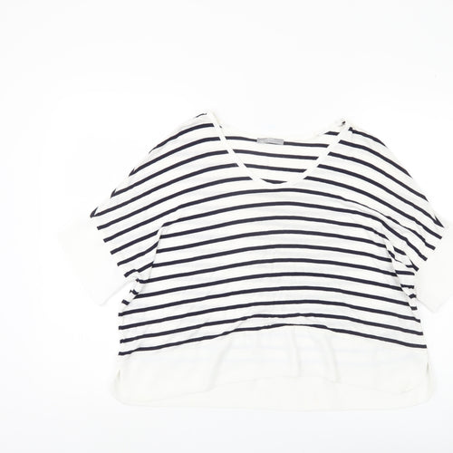 Zara Women's Striped V-Neck T-Shirt, Size 8