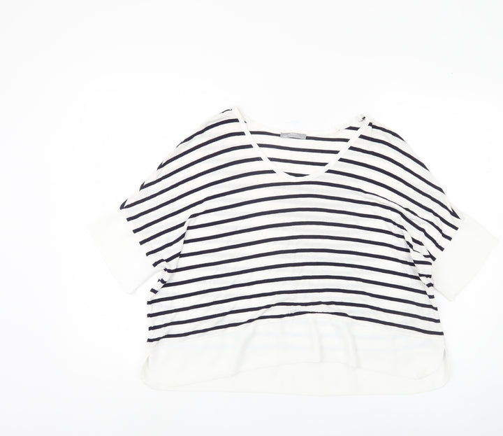 Zara Women's Striped V-Neck T-Shirt, Size 8