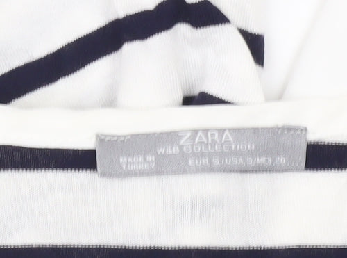 Zara Women's Striped V-Neck T-Shirt, Size 8