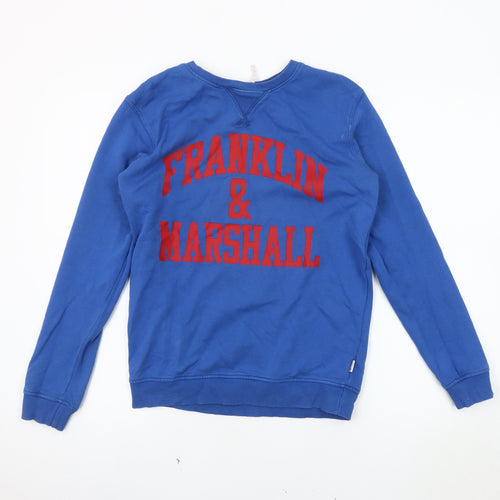 Franklin & Marshall Boys Blue Crew Neck Pullover Sweatshirt
