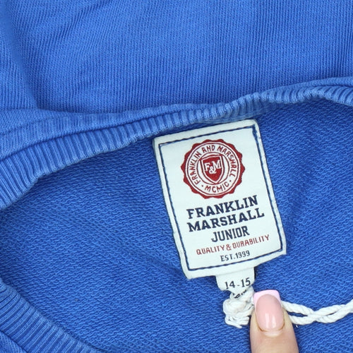 Franklin & Marshall Boys Blue Crew Neck Pullover Sweatshirt
