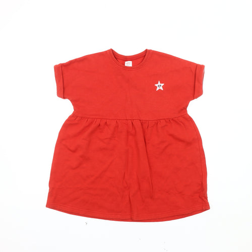 John Lewis Red Cotton Skater Dress for Girls, Size 7 Years