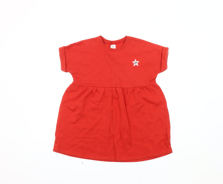 John Lewis Red Cotton Skater Dress for Girls, Size 7 Years