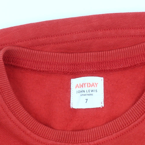 John Lewis Red Cotton Skater Dress for Girls, Size 7 Years
