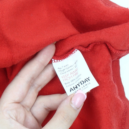 John Lewis Red Cotton Skater Dress for Girls, Size 7 Years