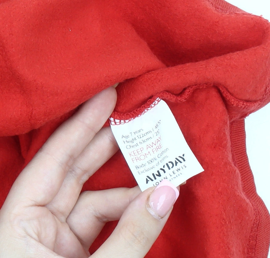 John Lewis Red Cotton Skater Dress for Girls, Size 7 Years