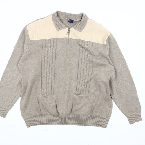 Tootal Men’s Beige Knit Jacket 2XL Full Zip Casual