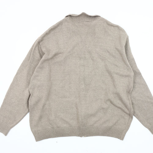 Tootal Men’s Beige Knit Jacket 2XL Full Zip Casual