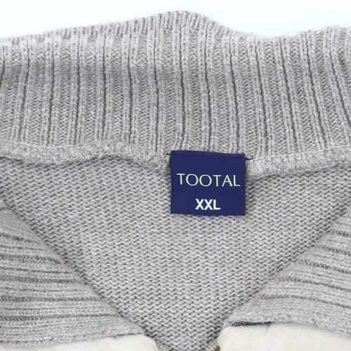Tootal Men’s Beige Knit Jacket 2XL Full Zip Casual