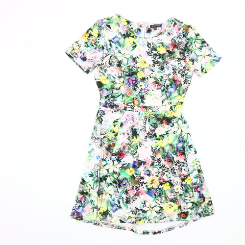 Warehouse Women's Multicoloured Floral A-Line Dress Size 8