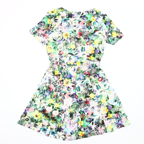 Warehouse Women's Multicoloured Floral A-Line Dress Size 8