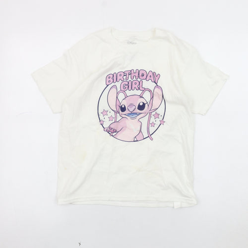 Disney Girls White Lilo & Stitch Birthday T-Shirt M