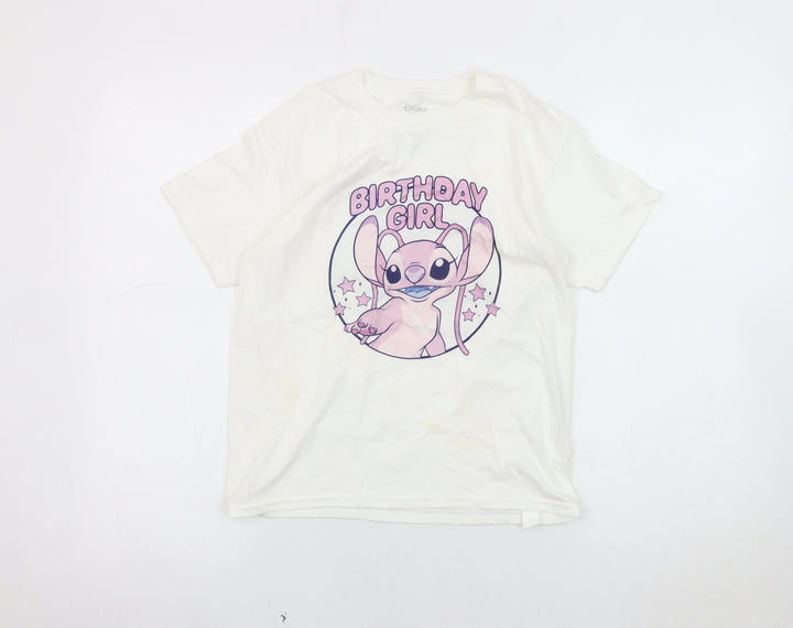 Disney Girls White Lilo & Stitch Birthday T-Shirt M