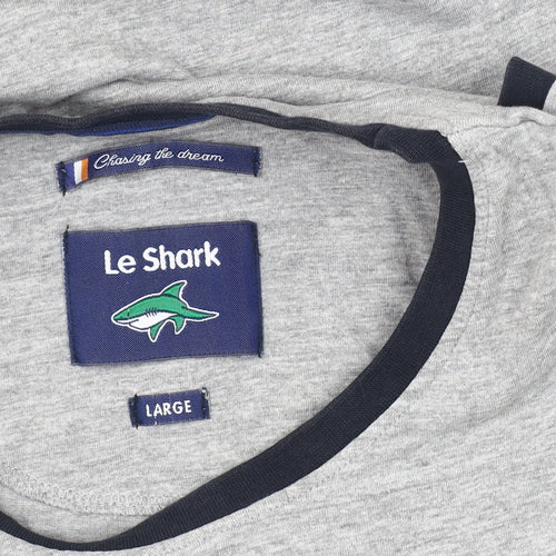 Le Shark Men's Grey T-Shirt, Size L, Crew Neck