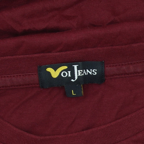 Voi Jeans Men's Red Crew Neck T-Shirt - Large