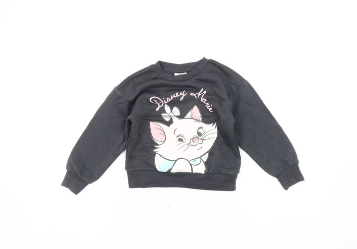 Disney Classics Girls Black Marie Sweatshirt 3-4 Years
