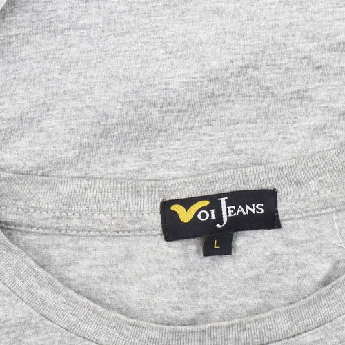 Voi Jeans Men's Grey T-Shirt Short Sleeve Large