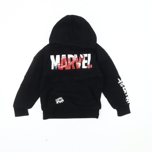 Marvel Boys Black Spiderman Hoodie, 7-8 Years, Pullover Style