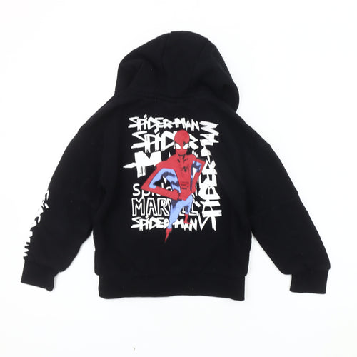 Marvel Boys Black Spiderman Hoodie, 7-8 Years, Pullover Style