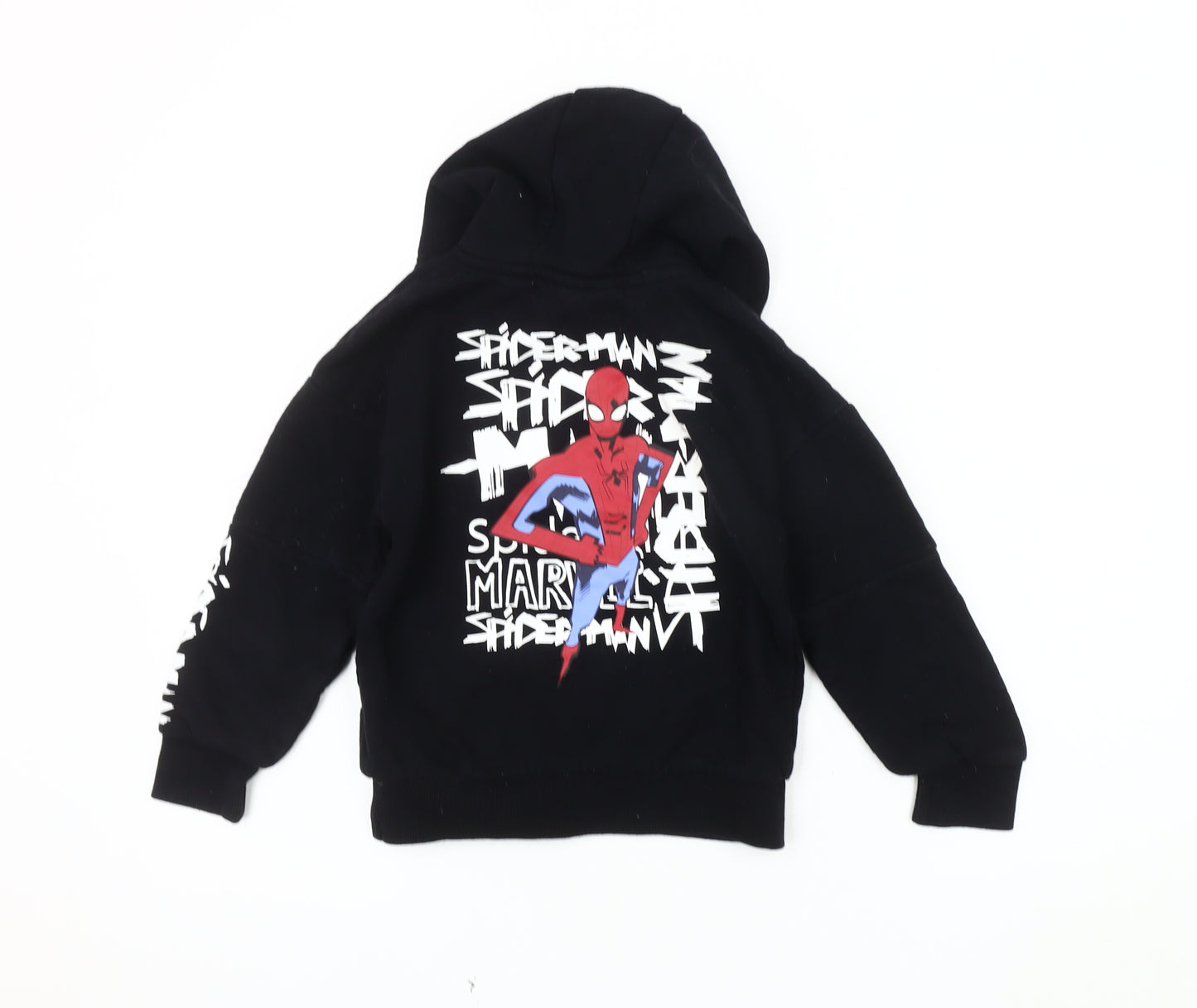 Marvel Boys Black Spiderman Hoodie, 7-8 Years, Pullover Style