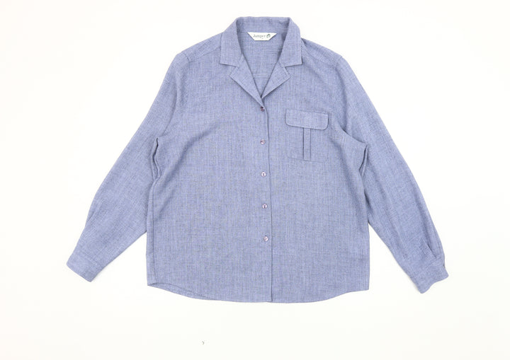Jumper Women's Blue Button-Up Shirt, Size 14, Long Sleeve